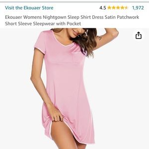 Worn and washed once Ekouaer Womens Nightgown Satin Short Sleeve Sleepwear